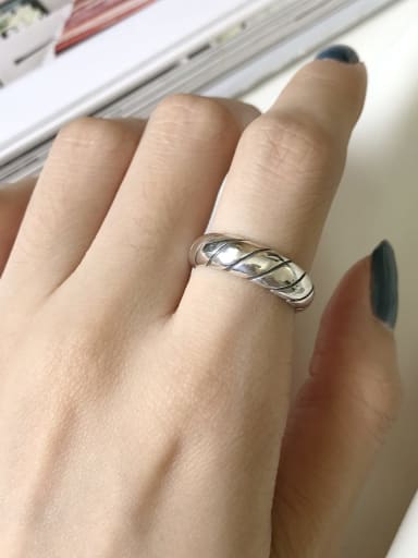 925 Sterling Silver Irregular Minimalist  Big Rope  Free Size Band Ring