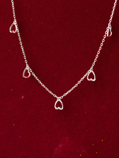925 Sterling Silver Minimalist Hollow Heart Pendant  Necklace