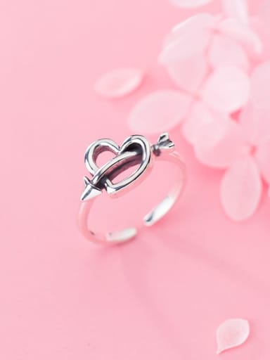 925 Sterling Silver Hollow Heart Minimalist Free Size Ring