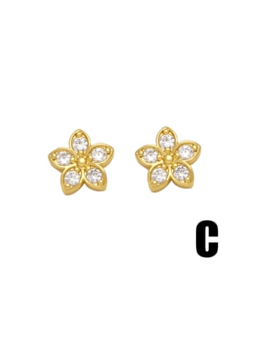 C Brass Cubic Zirconia Star Dainty Stud Earring