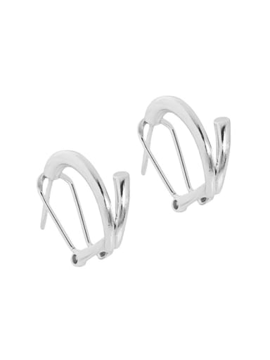Silver [with rubber ear plug] 925 Sterling Silver Irregular Vintage Stud Earring