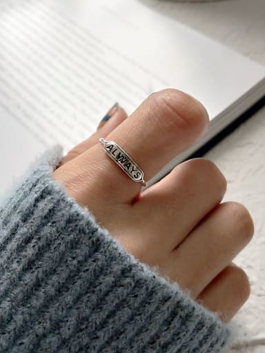 925 Sterling Silver Letter Vintage Free Size Midi Ring