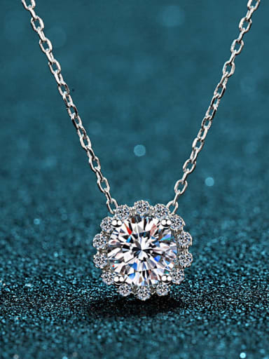 Sterling Silver Moissanite Flower Dainty Necklace