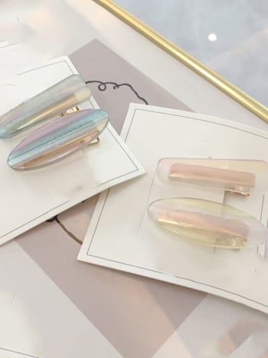 Alloy Minimalist Hairpin set Gradient color oval bangs seaside clip