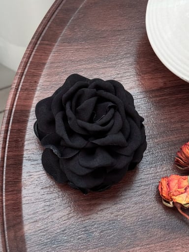 Black 8.2cm Fabric Trend Flower Alloy Resin Multi Color Jaw Hair Claw