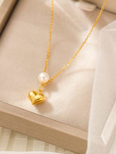 NS1045 Gold 925 Sterling Silver Heart Minimalist Necklace