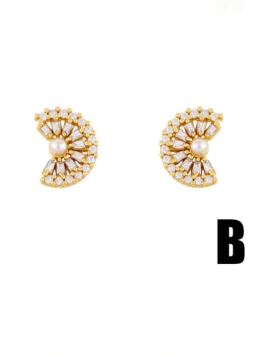 B Brass Cubic Zirconia Star Vintage Stud Earring