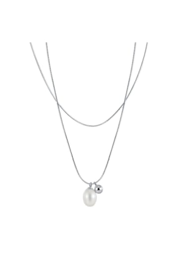 925 Sterling Silver Freshwater Pearl Irregular Minimalist Multi Strand Necklace