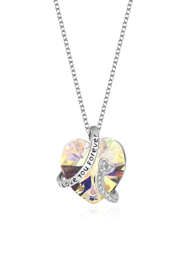 JYXZ 031 (gradient gold) 925 Sterling Silver Austrian Crystal Heart Classic Necklace