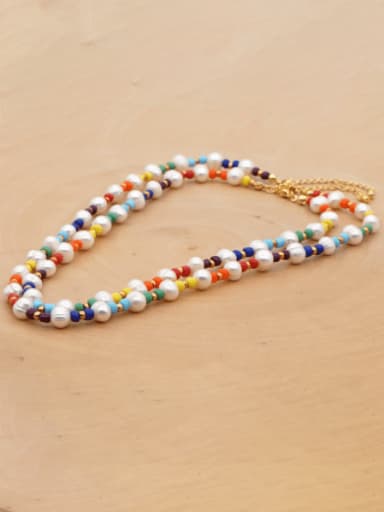 Freshwater Pearl Multi Color Miyuki beads Pure handmade Necklace