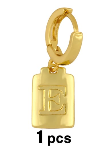 Brass  Minimalist Simple Square Glossy 26 Letter Huggie Earring(single)