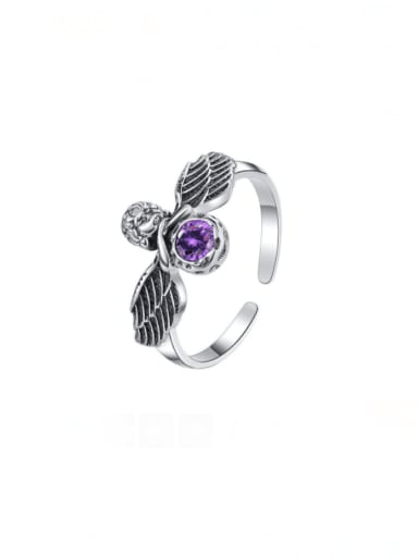custom 925 Sterling Silver Cubic Zirconia Wing Vintage Band Ring