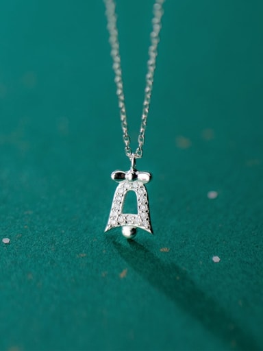925 Sterling Silver With Platinum Plated Minimalist Christmas Diamond Bell  Necklaces