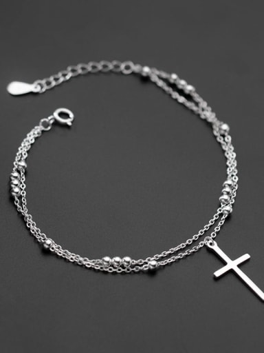 925 Sterling Silver Cross Minimalist Strand Bracelet
