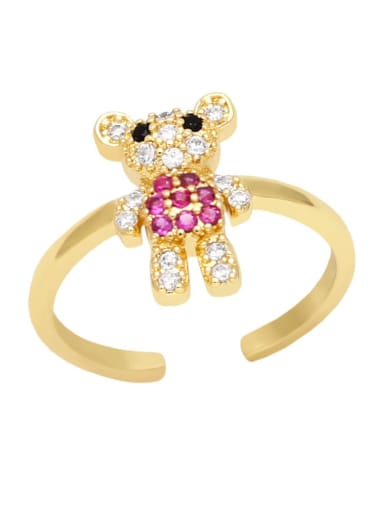Brass Cubic Zirconia Icon Bear Cute Band Ring