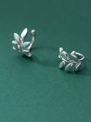 925 Sterling Silver Smooth Leaf Cute Clip Earring