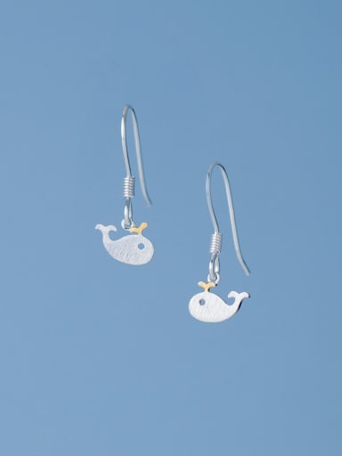 925 Sterling Silver Dolphin Minimalist Hook Earring