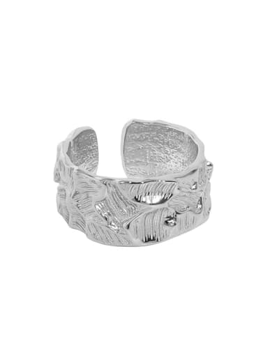 Platinum [14 adjustable] 925 Sterling Silver Geometric Vintage Band Ring