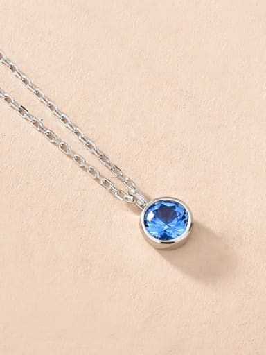 Blue zirconium 925 Sterling Silver Rhinestone Geometric Minimalist Necklace
