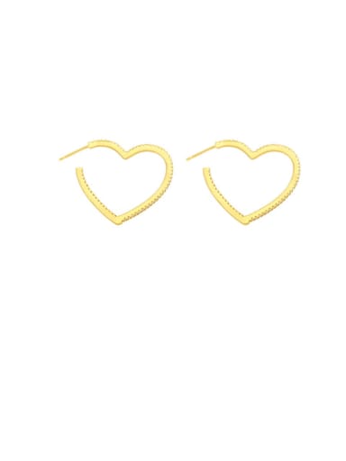 Peach heart Brass Hollow Star Heart Minimalist Huggie Earring