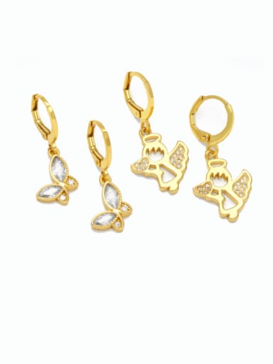 custom Brass Cubic Zirconia Angel Vintage Huggie Earring