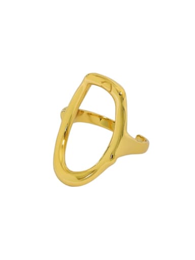 Gold [14 adjustable] 925 Sterling Silver Hollow Geometric Minimalist Band Ring