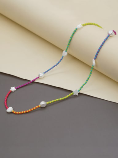Multi Color  Miyuki beads Heart Shell  Bohemia Pure handmade  Necklace