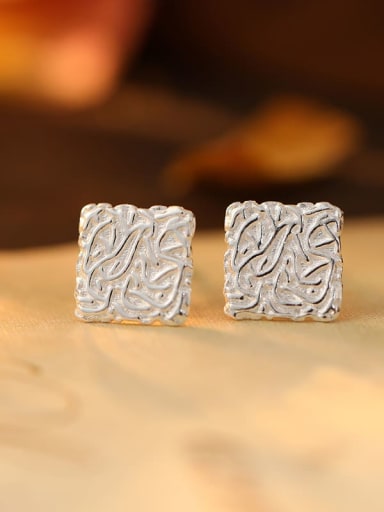 ES2626 [Silver Square] 925 Sterling Silver Geometric Minimalist Stud Earring