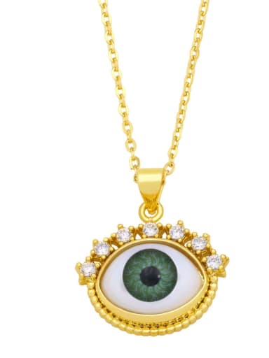 Brass Rhinestone Enamel Evil Eye Vintage Necklace