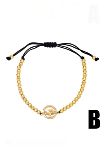 B Brass Cubic Zirconia Cross Hip Hop Adjustable Bracelet