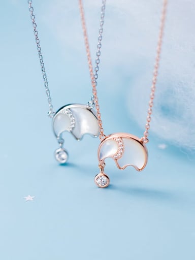 925 Sterling Silver Shell Elephant Minimalist Necklace