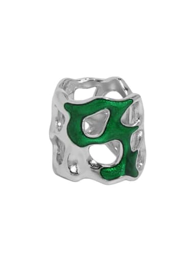 White gold [green]?Single-Only One? 925 Sterling Silver Enamel Geometric Vintage Single Earring?Single-Only One?