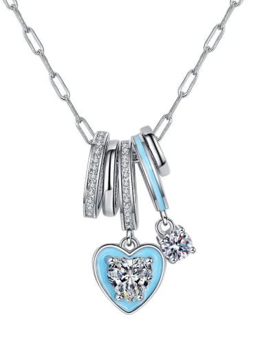 925 Sterling Silver Cubic Zirconia Enamel Heart Minimalist Necklace