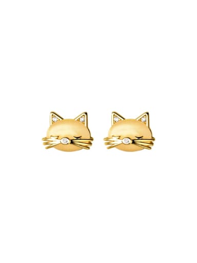 925 Sterling Silver Cats Eye Cat Cute Stud Earring