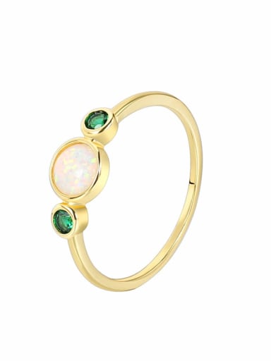 Brass Opal Geometric Minimalist Band Ring