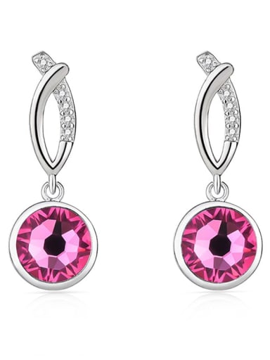 JYEH 005 (Rose) 925 Sterling Silver Austrian Crystal Round Classic Drop Earring