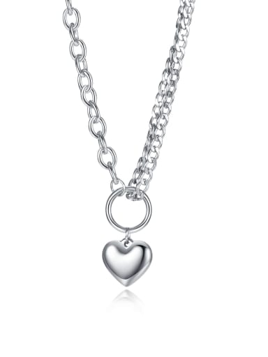 Titanium Steel Heart Hip Hop Hollow Chain Necklace
