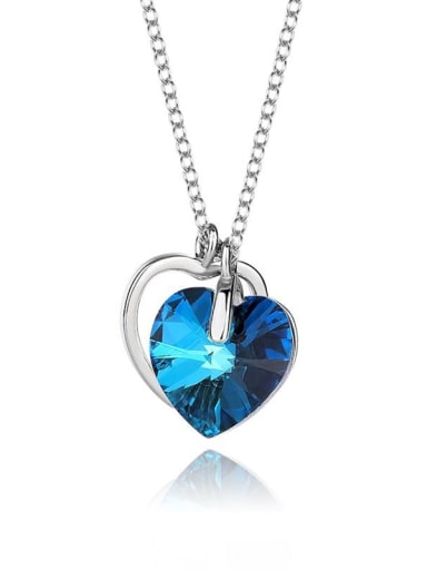 925 Sterling Silver Austrian Crystal Heart Classic Necklace