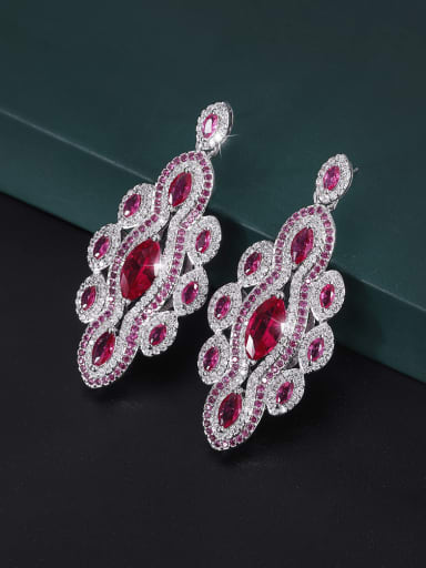 Red treasure earrings Brass Cubic Zirconia Luxury Irregular Earring and Pendant Set