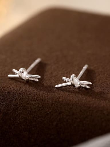 ES2504 ? 99 Entangled Knot ? 999 Fine Silver Flower Cute Stud Earring