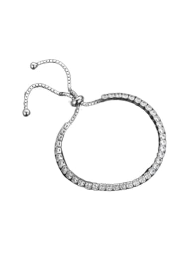 925 Sterling Silver Cubic Zirconia Geometric Artisan Adjustable Bracelet