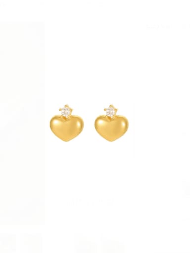 ES2467 gold 925 Sterling Silver Heart Minimalist Stud Earring