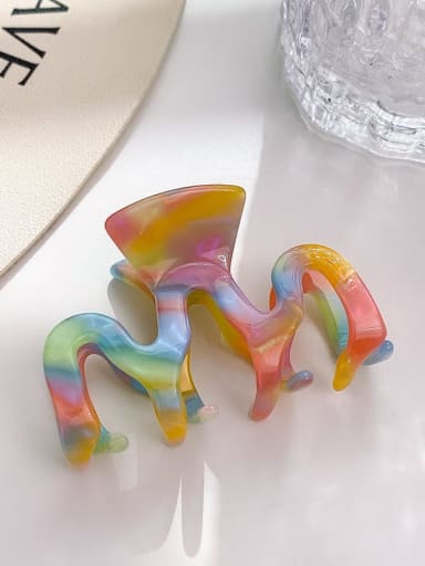 Blue and pink 6cm Cellulose Acetate Trend Irregular Alloy Multi Color Jaw Hair Claw