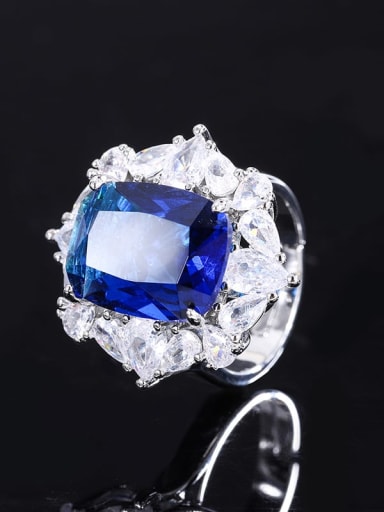 Sapphire ring Brass Glass Stone Luxury Geometric Ring and Pendant Set
