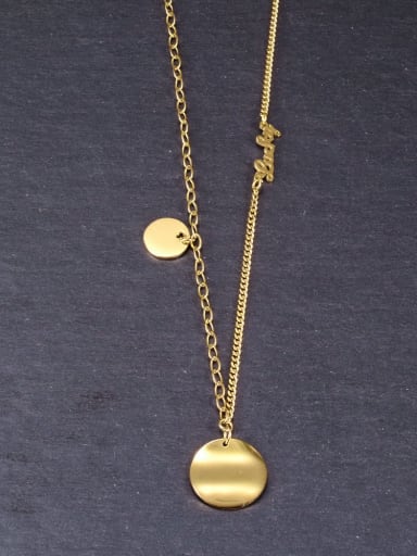 Titanium  AB chain corrugated medal LOVE pendant necklace