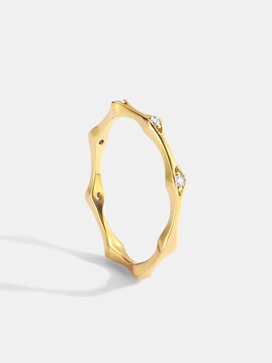 custom Brass Rhinestone Hexagon Minimalist Band Ring