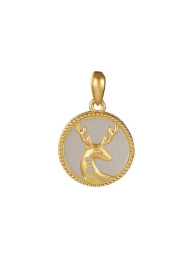 925 Sterling Silver Jade Vintage Deer Pendant