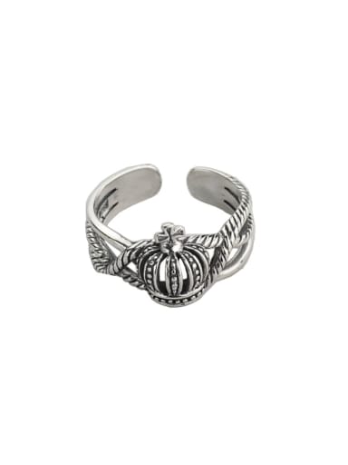 Vintage Sterling Silver With Platinum Plated Vintage Hollow Crown Free Size Rings