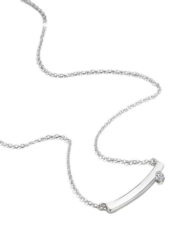 925 Sterling Silver Rhinestone Smiley Minimalist Necklace