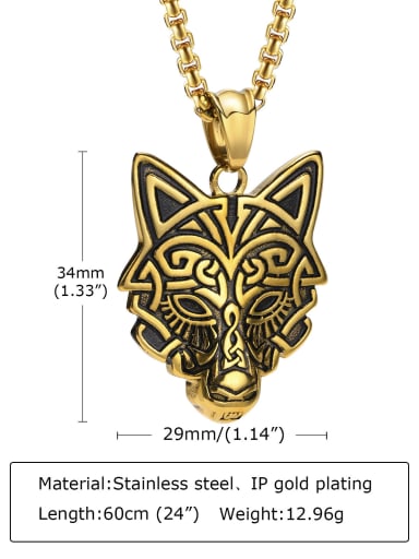 Gold pendant with chain 60CM Stainless steel Tiger Hip Hop Necklace
